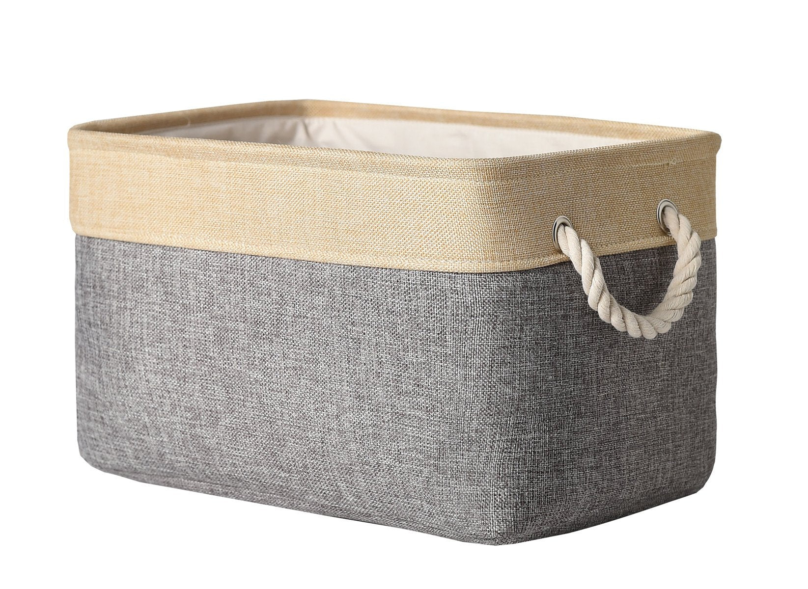 TheWarmHome Storage Basket for Organizing - 15.7x11.8x8.2 inch Large 3 Pack Collapsible Storage Bins for Shelves, Fabric Storage Cubes for Gift Closet Linen Organization (White & Grey)