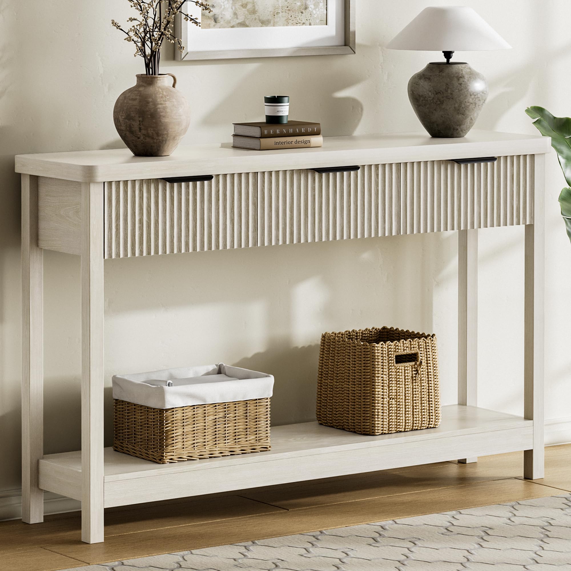 51" Fluted Console Table with 3 Drawers