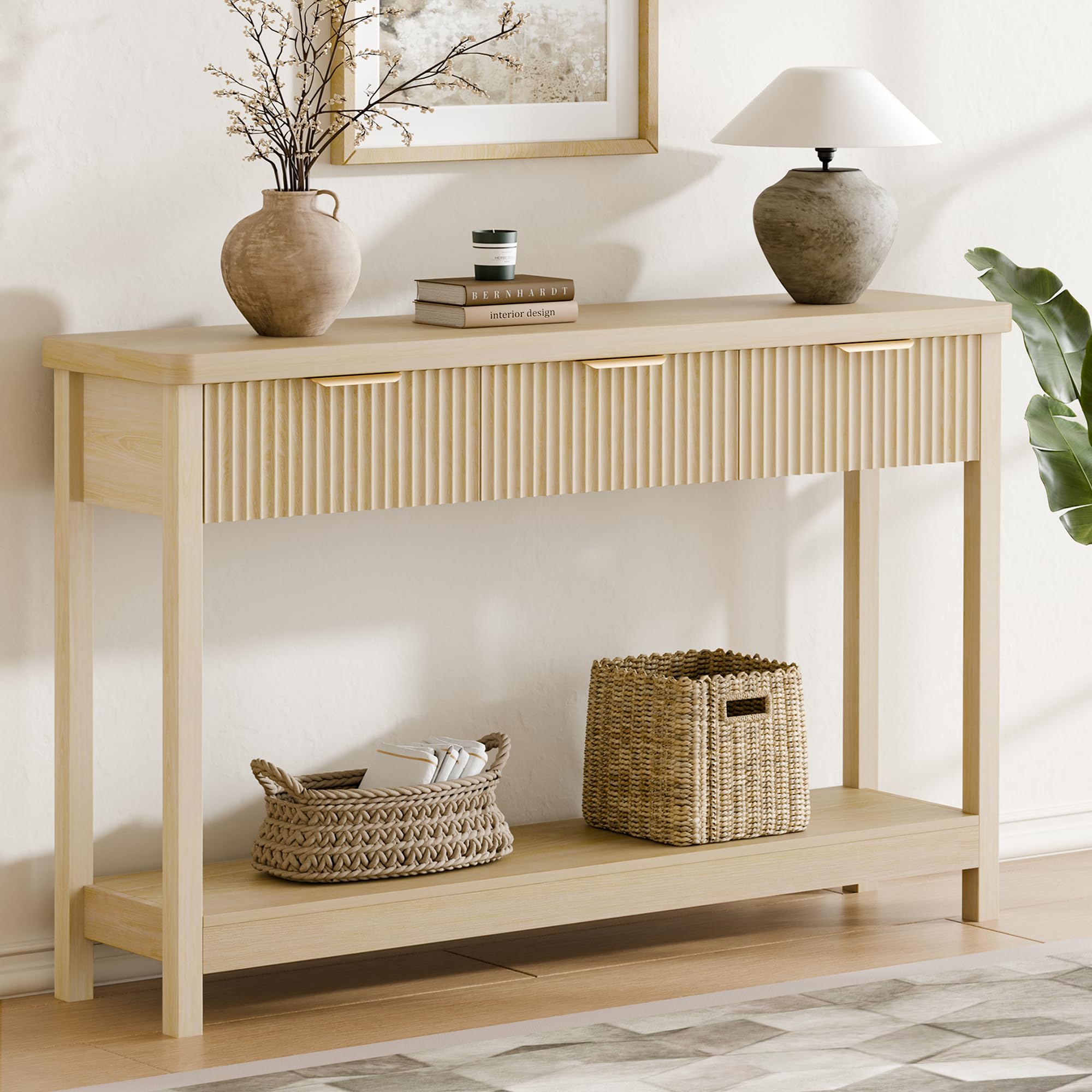 51" Fluted Console Table with 3 Drawers
