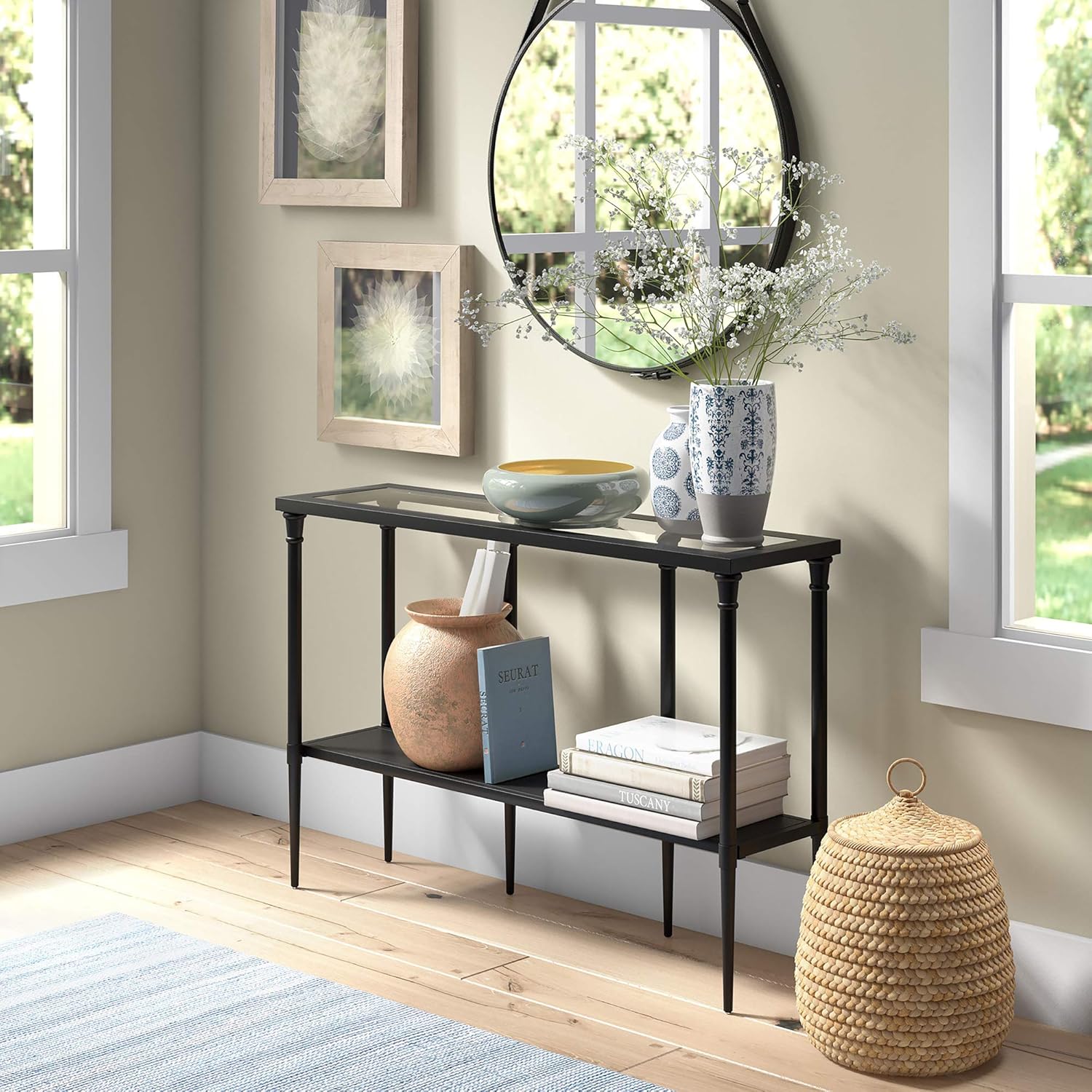 Dafna 45'' Wide Rectangular Console Table in Blackened Bronze