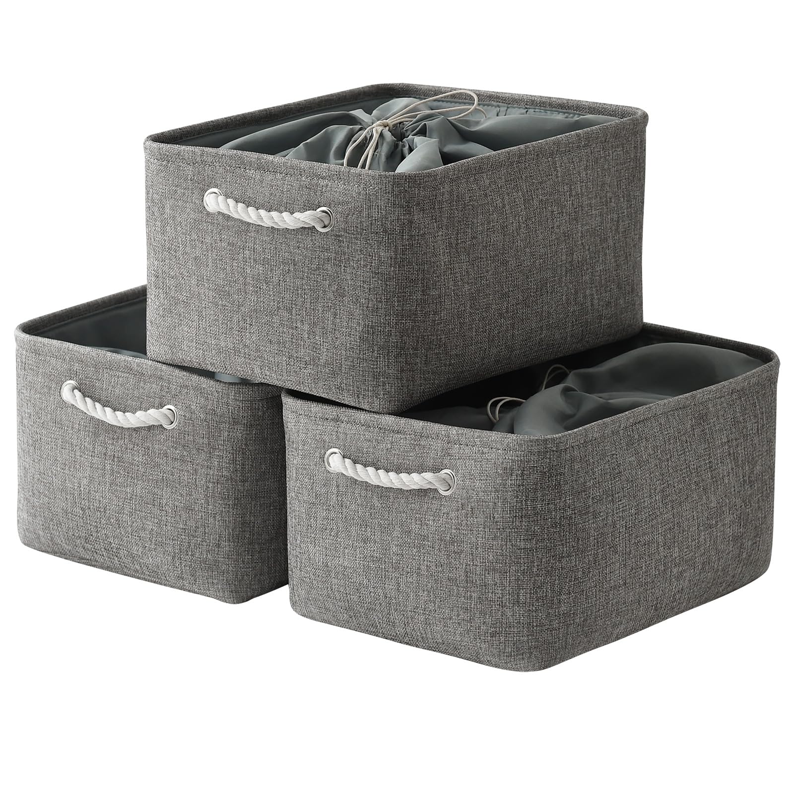 TheWarmHome Fabric Storage Bins Baskets for Organizing, Large Sturdy Storage Basket W/Handles, Decorative Foldable Storage Baskets for Shelves Closet Nursery Toy (X Large - 3 Pack 17.7L×13.8W×9.8H)