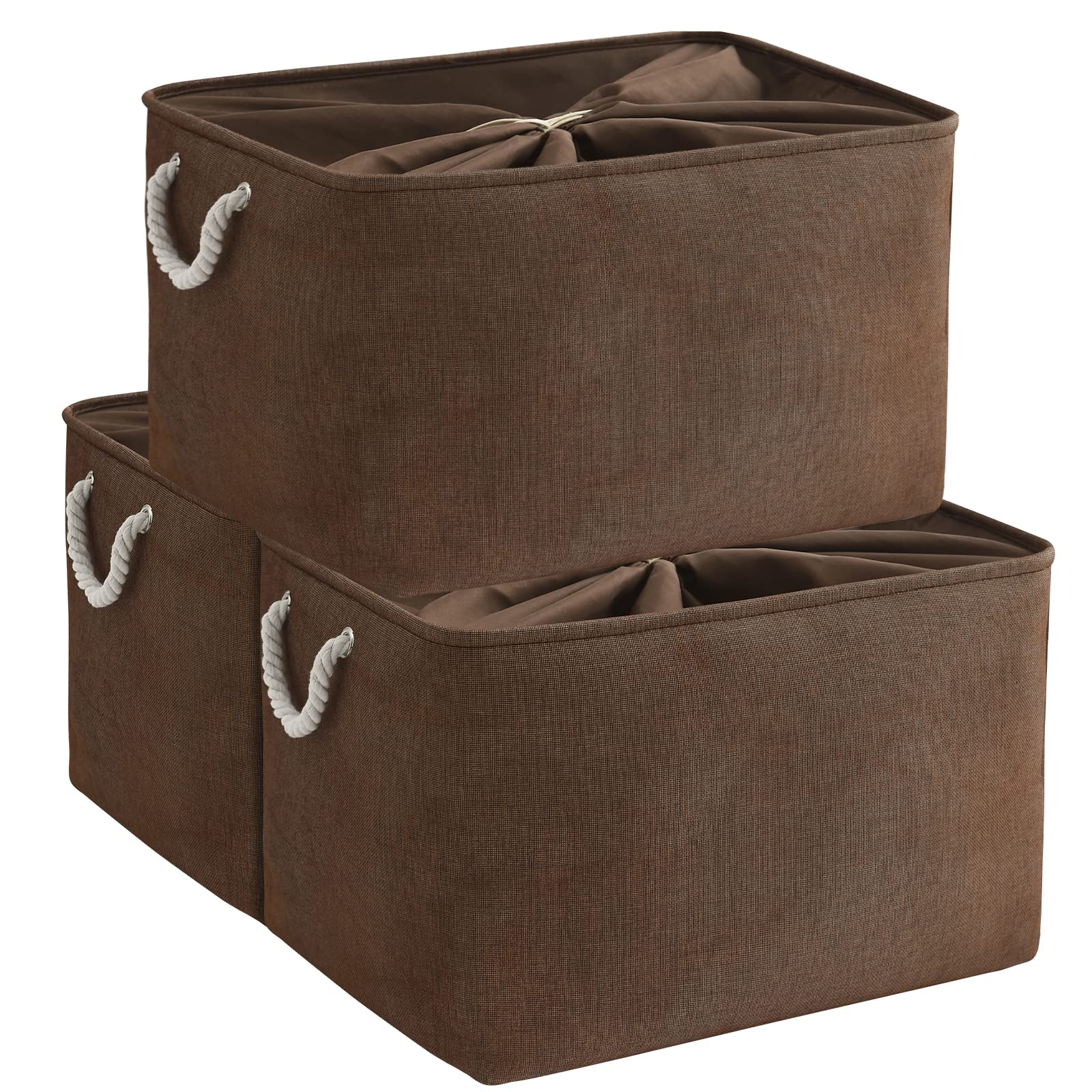 TheWarmHome Storage Basket for Organizing - 15.7x11.8x8.2 inch Large 3 Pack Collapsible Storage Bins for Shelves, Fabric Storage Cubes for Gift Closet Linen Organization (White & Grey)