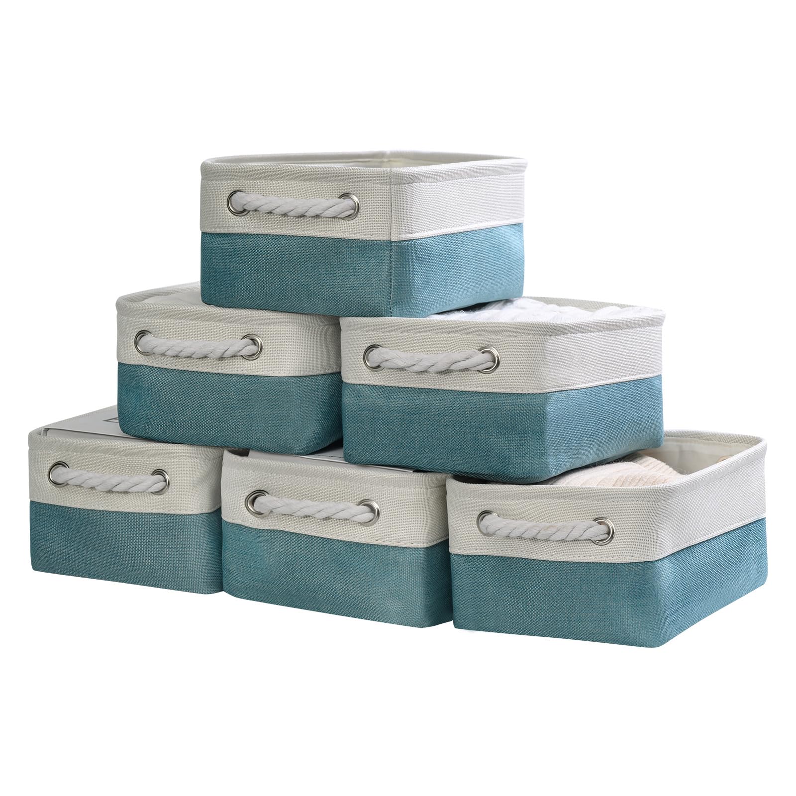 TheWarmHome Storage Basket for Organizing - 15.7x11.8x8.2 inch Large 3 Pack Collapsible Storage Bins for Shelves, Fabric Storage Cubes for Gift Closet Linen Organization (White & Grey)