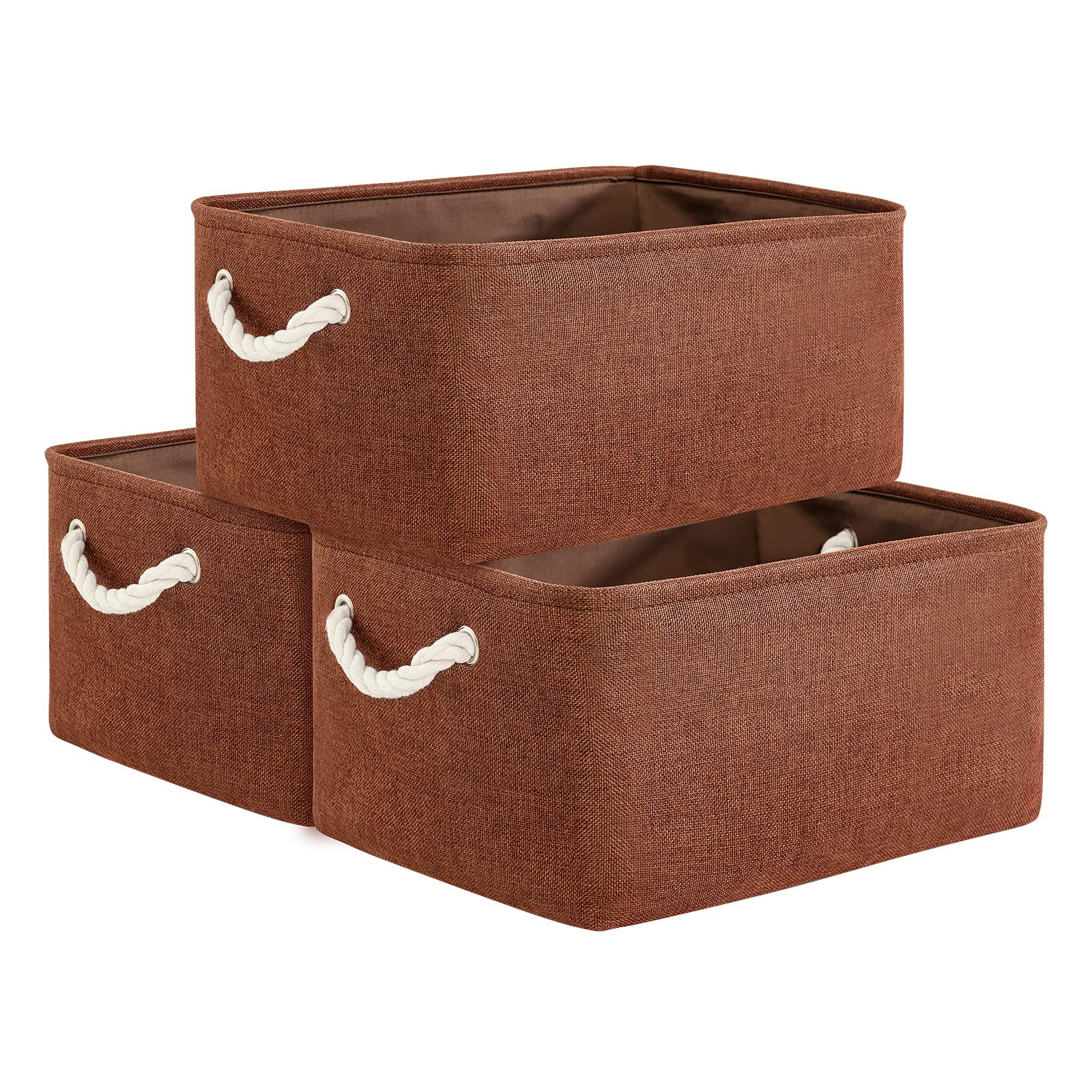 TheWarmHome Fabric Storage Bins Baskets for Organizing, Large Sturdy Storage Basket W/Handles, Decorative Foldable Storage Baskets for Shelves Closet Nursery Toy (X Large - 3 Pack 17.7L×13.8W×9.8H)