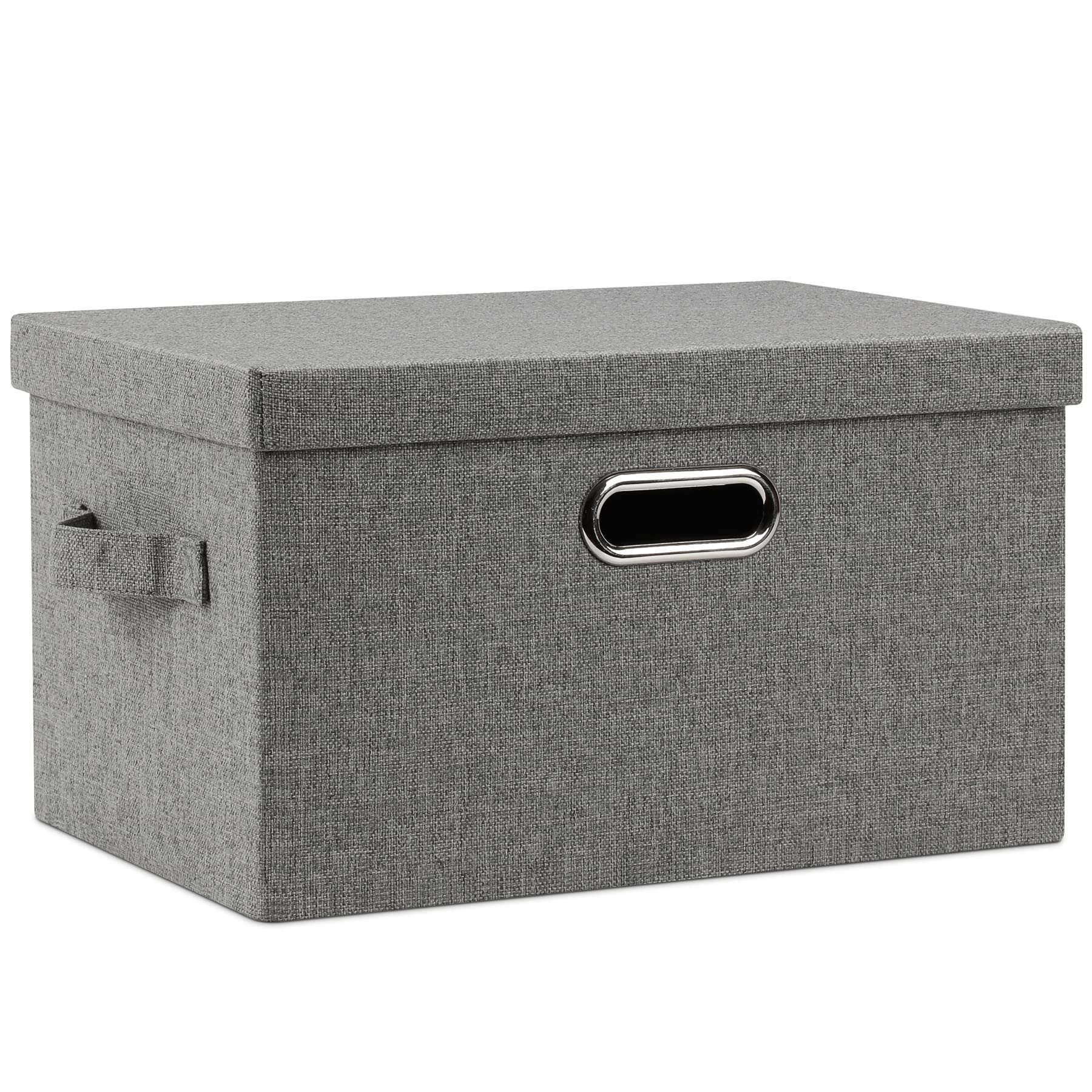 Graciadeco Large 17" 36 Quart Collapsible Stackable Storage Bins with Lids, 3 Packs Dark Gray Foldable Fabric Closet Storage Boxes with Lids, Heavy-duty Linen Cube Baskets(17x12x11)