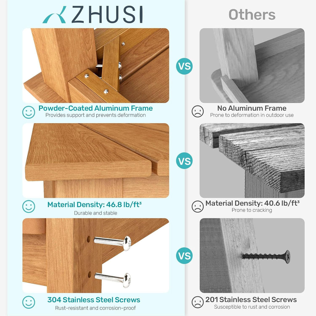 ZHUSI Patio Table and Chairs Set, Outdoor Table and Chairs,HIPS Outdoor Dining Set with Umbrella Hole for Backyard, Poolside