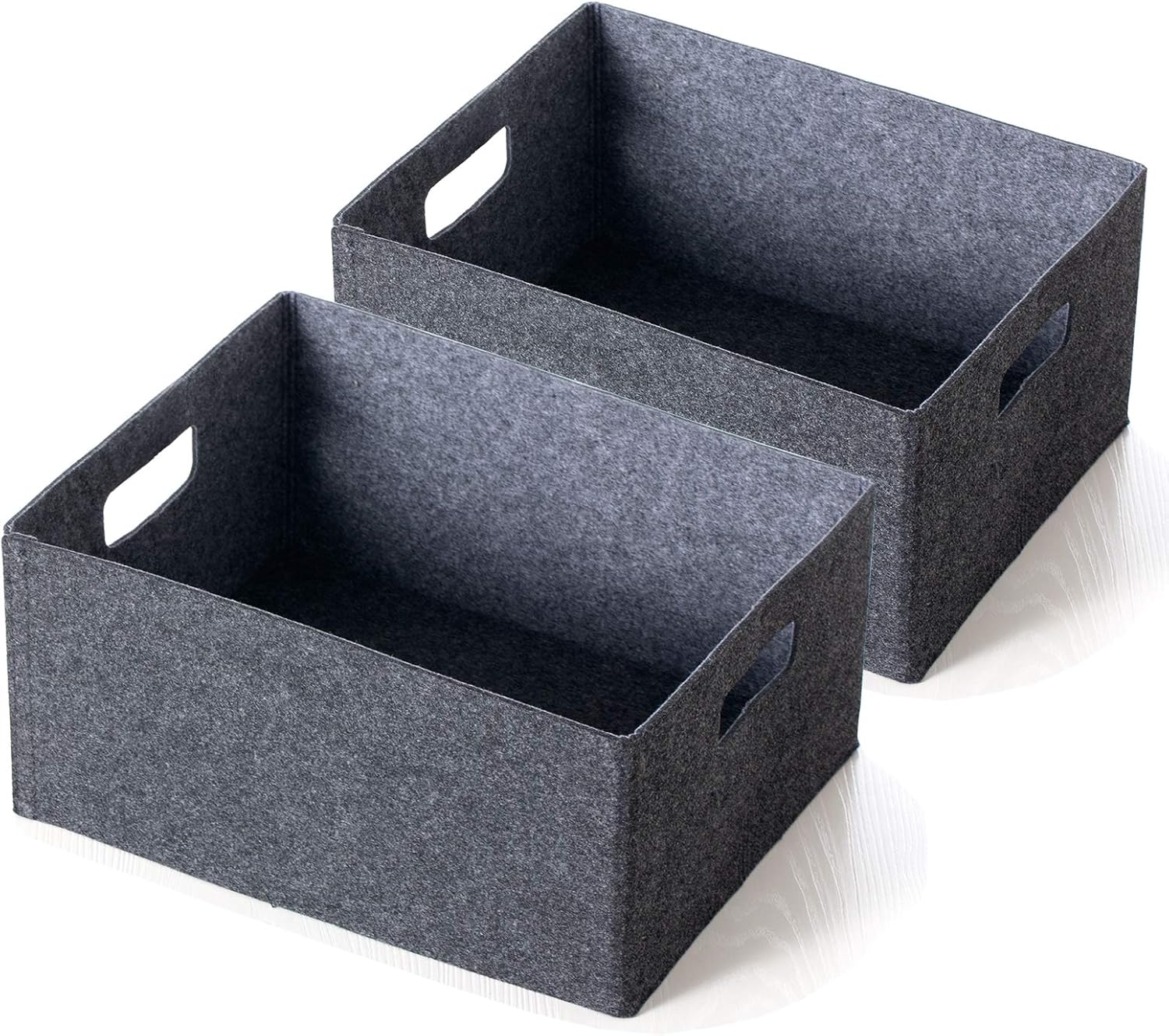 2 pack self-supporting collapsible felt storage basket in darkgrey for storaging and sorting of clothes, toys and office files