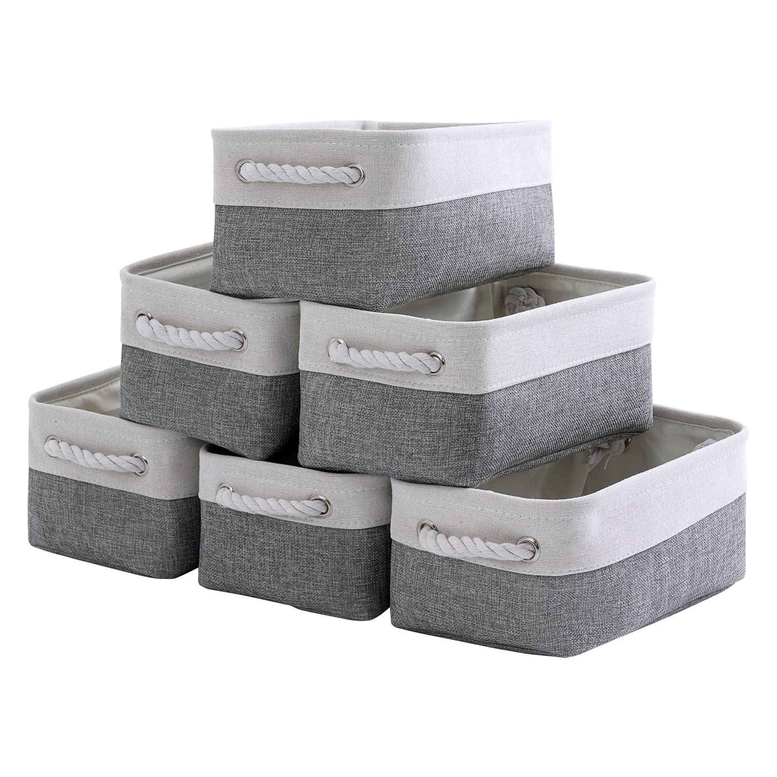 TheWarmHome Storage Basket for Organizing - 15.7x11.8x8.2 inch Large 3 Pack Collapsible Storage Bins for Shelves, Fabric Storage Cubes for Gift Closet Linen Organization (White & Grey)