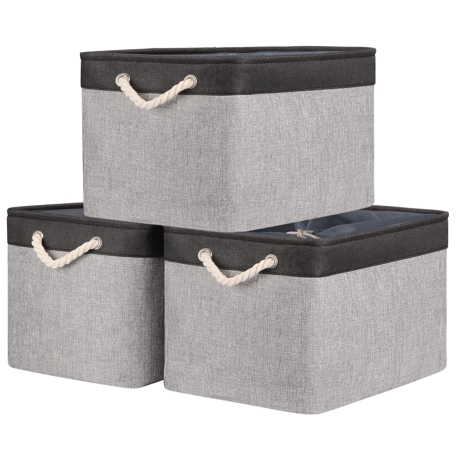 TheWarmHome Fabric Storage Bins Baskets for Organizing, Large Sturdy Storage Basket W/Handles, Decorative Foldable Storage Baskets for Shelves Closet Nursery Toy (X Large - 3 Pack 17.7L×13.8W×9.8H)