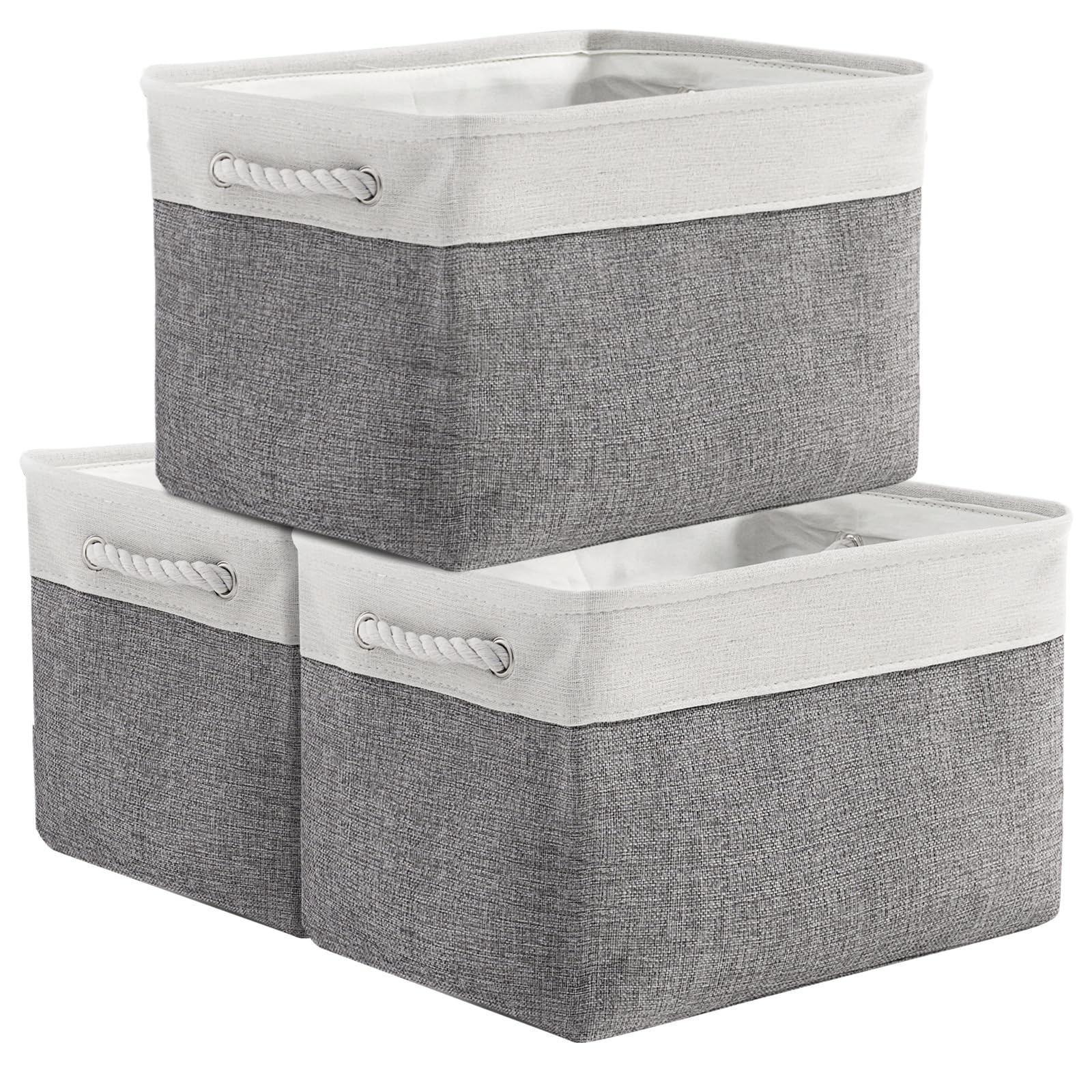 TheWarmHome Fabric Storage Bins Baskets for Organizing, Large Sturdy Storage Basket W/Handles, Decorative Foldable Storage Baskets for Shelves Closet Nursery Toy (X Large - 3 Pack 17.7L×13.8W×9.8H)