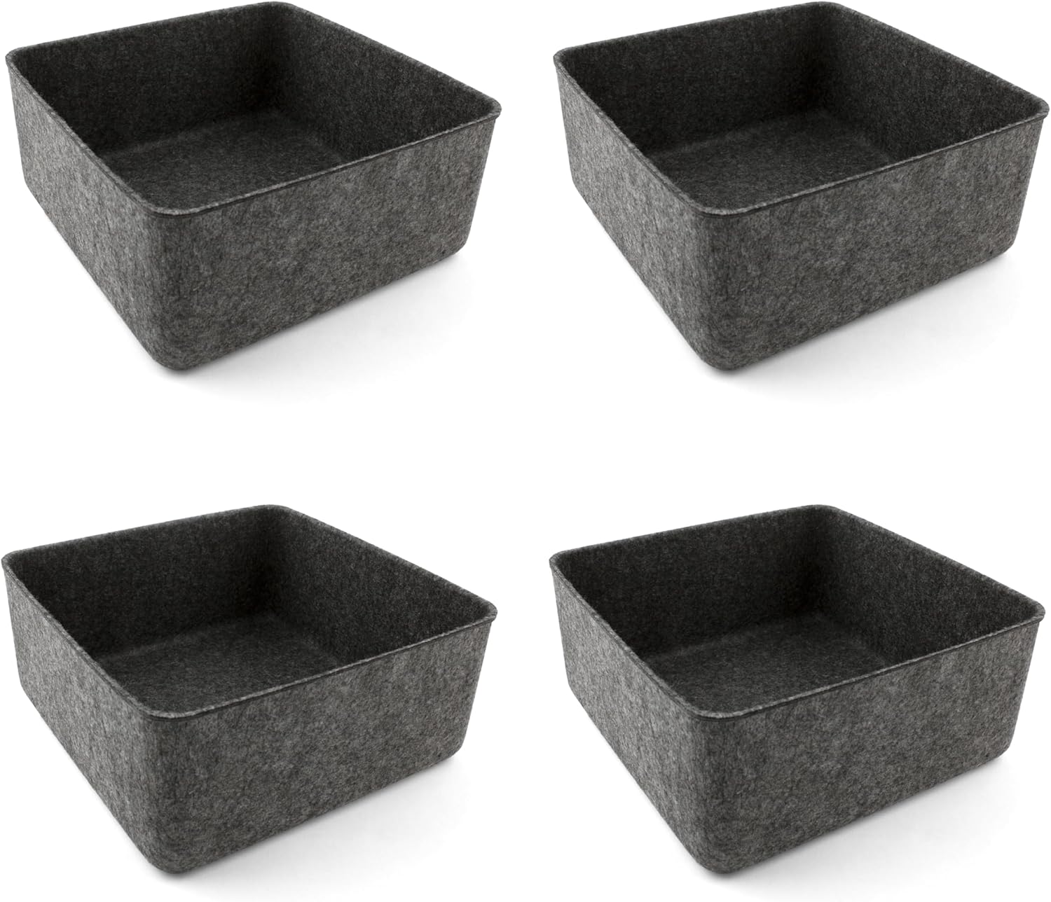 Three by Three Seattle Felt·Like·It! 9x9x4 Inch Felt Storage Bin for Office, Craft Room, Classroom, Living Room, Bedroom Storage (Charcoal) 4 Pack
