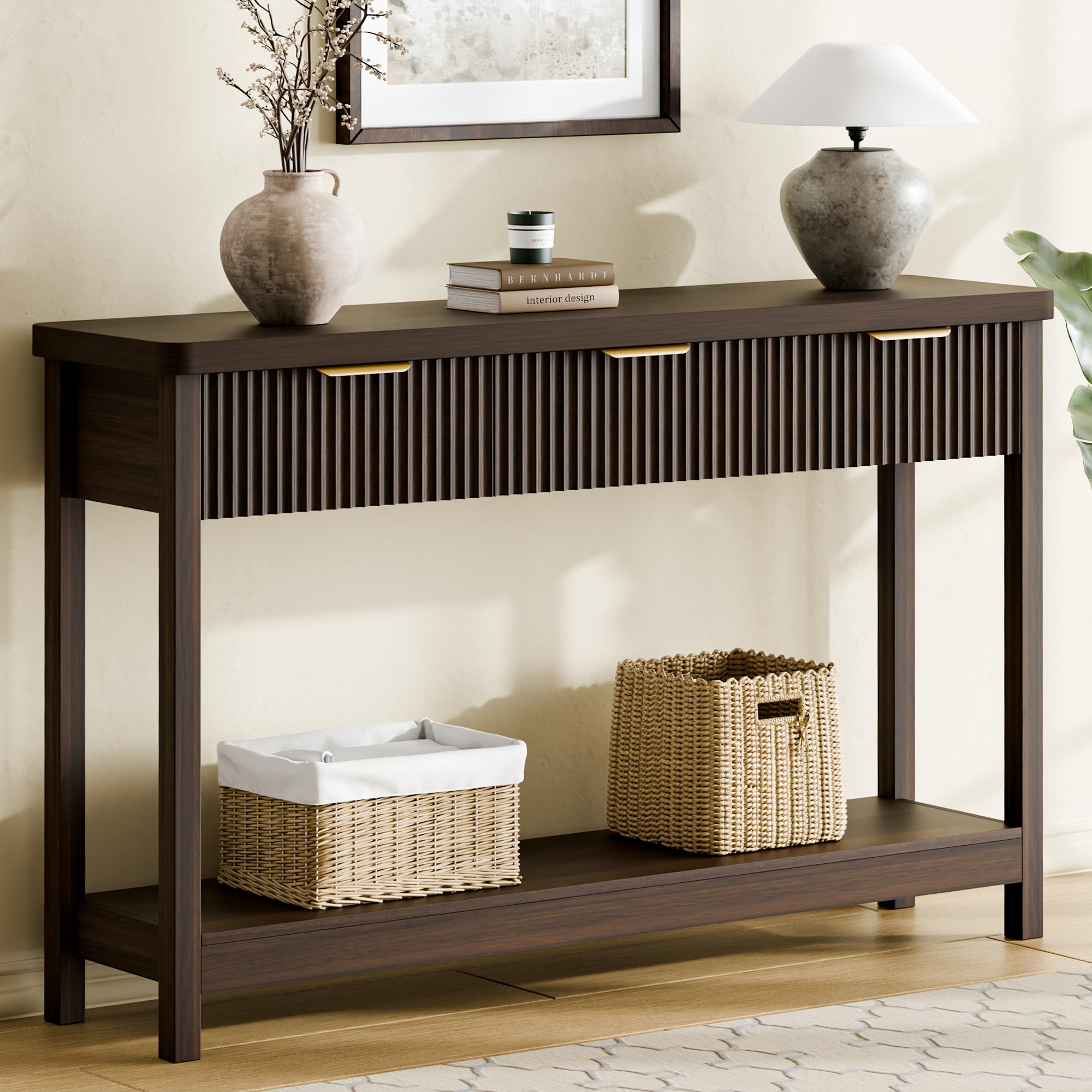 51" Fluted Console Table with 3 Drawers