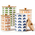 Kitchen Canisters for Countertop Set of 4 - Patterned Iron Kitchen Canisters with Airtight Lids - Flour Sugar Canister Set - Flour and Sugar Containers Farmhouse - Coffee Jar for Counter - White Jar
