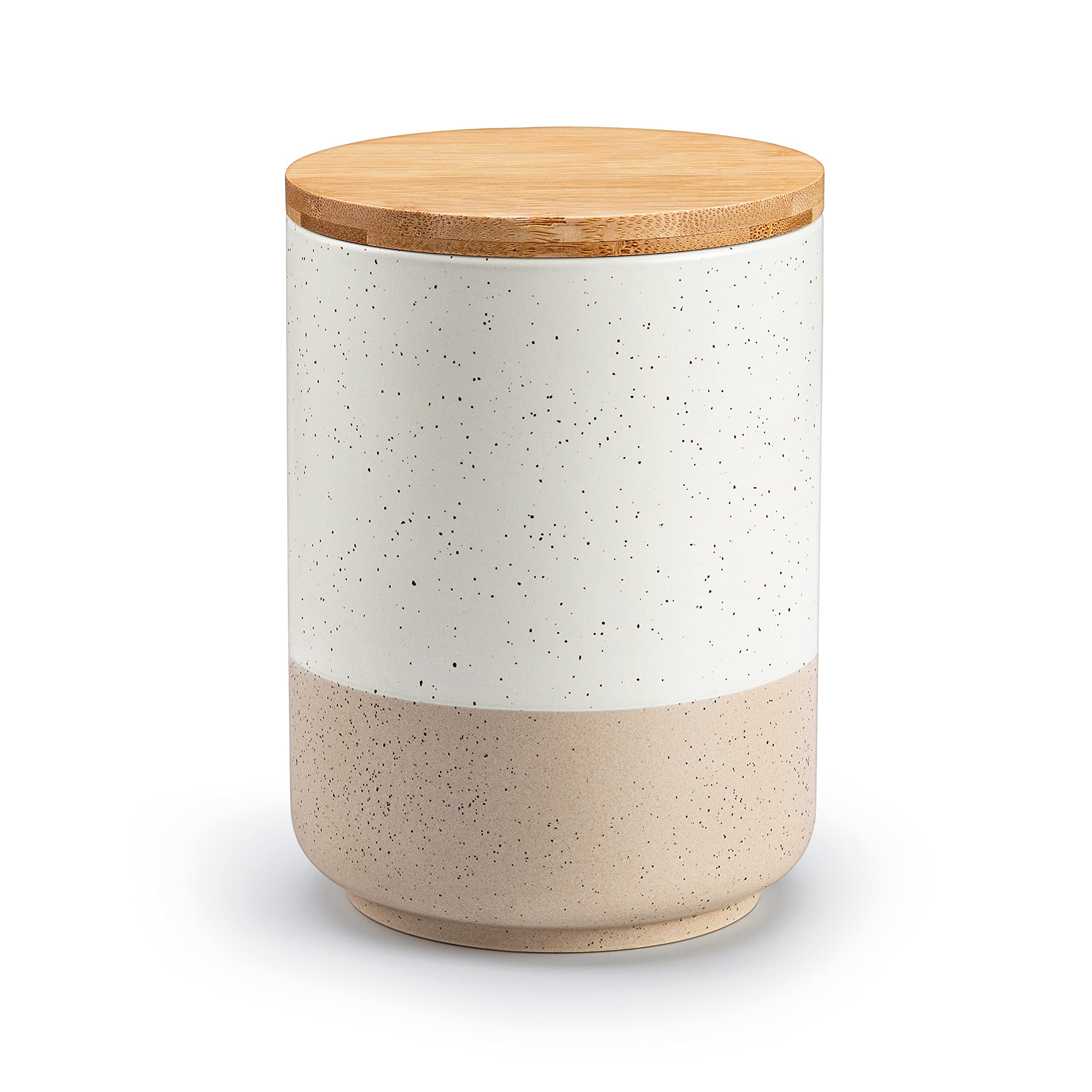 vancasso Sabine Ceramic Canister Set with Airtight Wood Lids - 3-Piece Kitchen Storage for Flour, Sugar, Coffee, Tea & Spices - Modern Countertop Decor