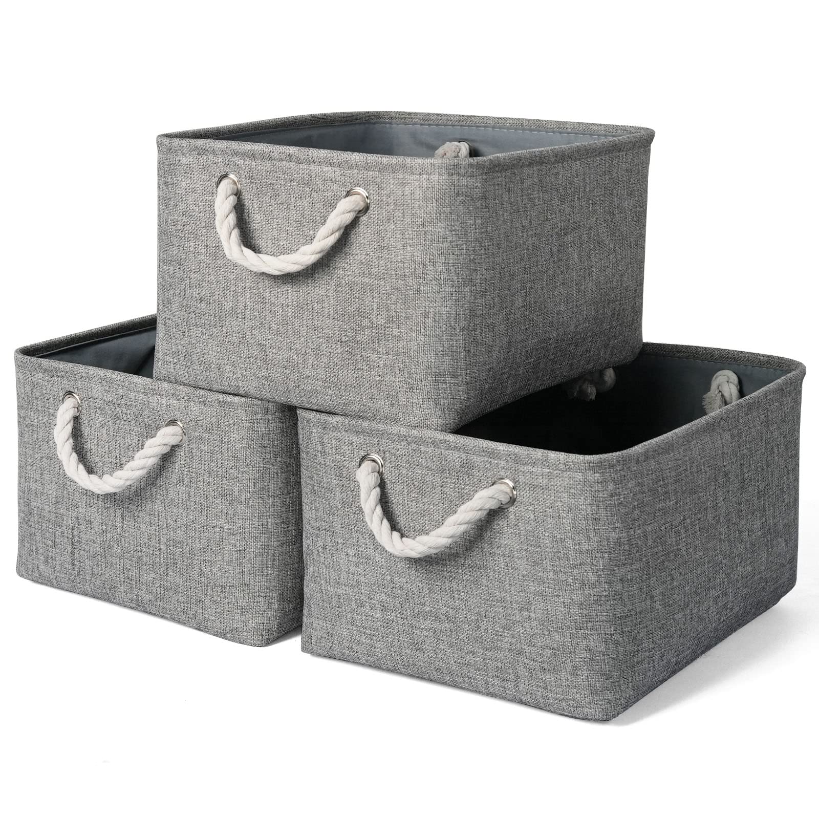 TheWarmHome Fabric Storage Bins Baskets for Organizing, Large Sturdy Storage Basket W/Handles, Decorative Foldable Storage Baskets for Shelves Closet Nursery Toy (X Large - 3 Pack 17.7L×13.8W×9.8H)