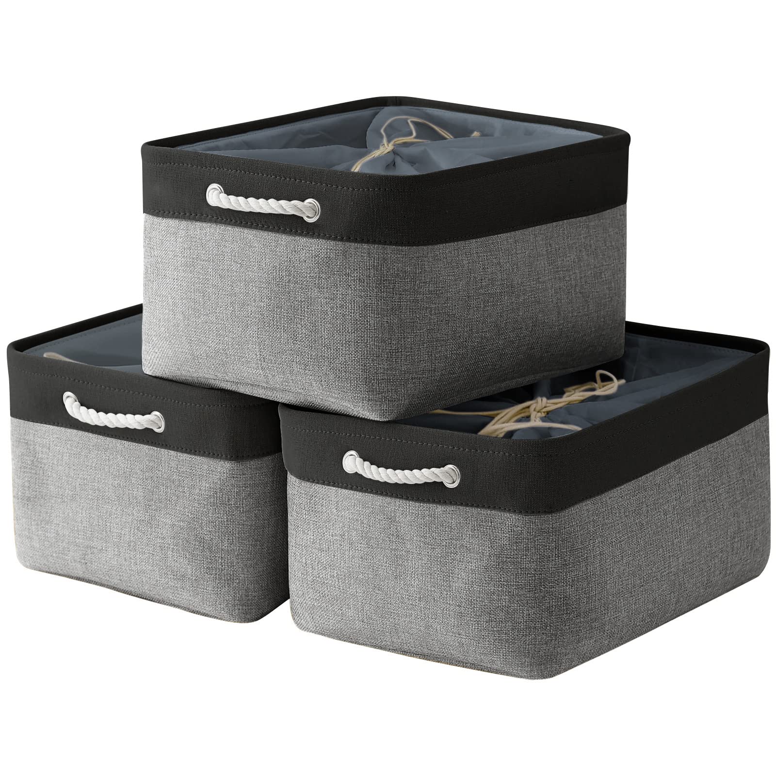 TheWarmHome Fabric Storage Bins Baskets for Organizing, Large Sturdy Storage Basket W/Handles, Decorative Foldable Storage Baskets for Shelves Closet Nursery Toy (X Large - 3 Pack 17.7L×13.8W×9.8H)