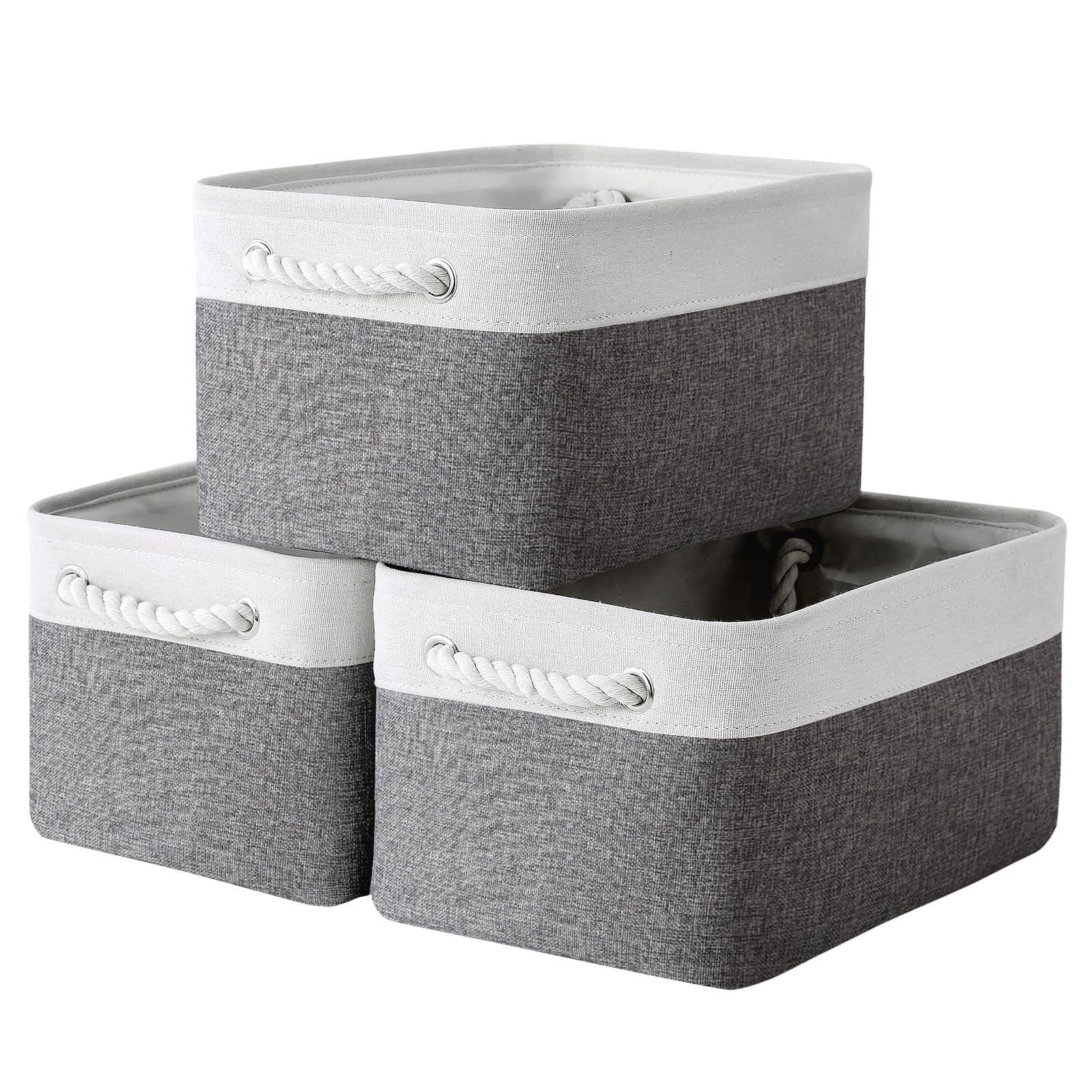 TheWarmHome Fabric Storage Bins Baskets for Organizing, Large Sturdy Storage Basket W/Handles, Decorative Foldable Storage Baskets for Shelves Closet Nursery Toy (X Large - 3 Pack 17.7L×13.8W×9.8H)