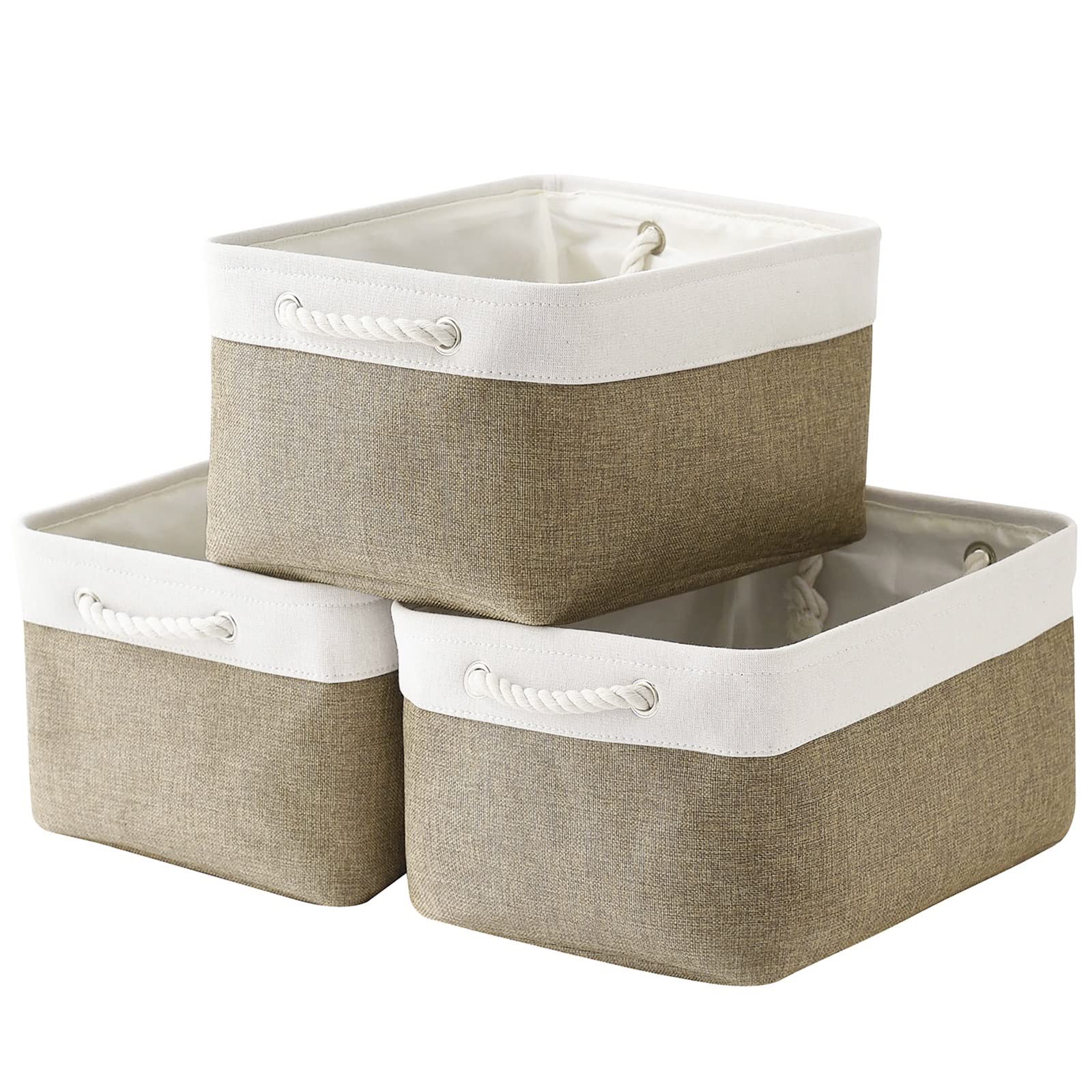 TheWarmHome Fabric Storage Bins Baskets for Organizing, Large Sturdy Storage Basket W/Handles, Decorative Foldable Storage Baskets for Shelves Closet Nursery Toy (X Large - 3 Pack 17.7L×13.8W×9.8H)