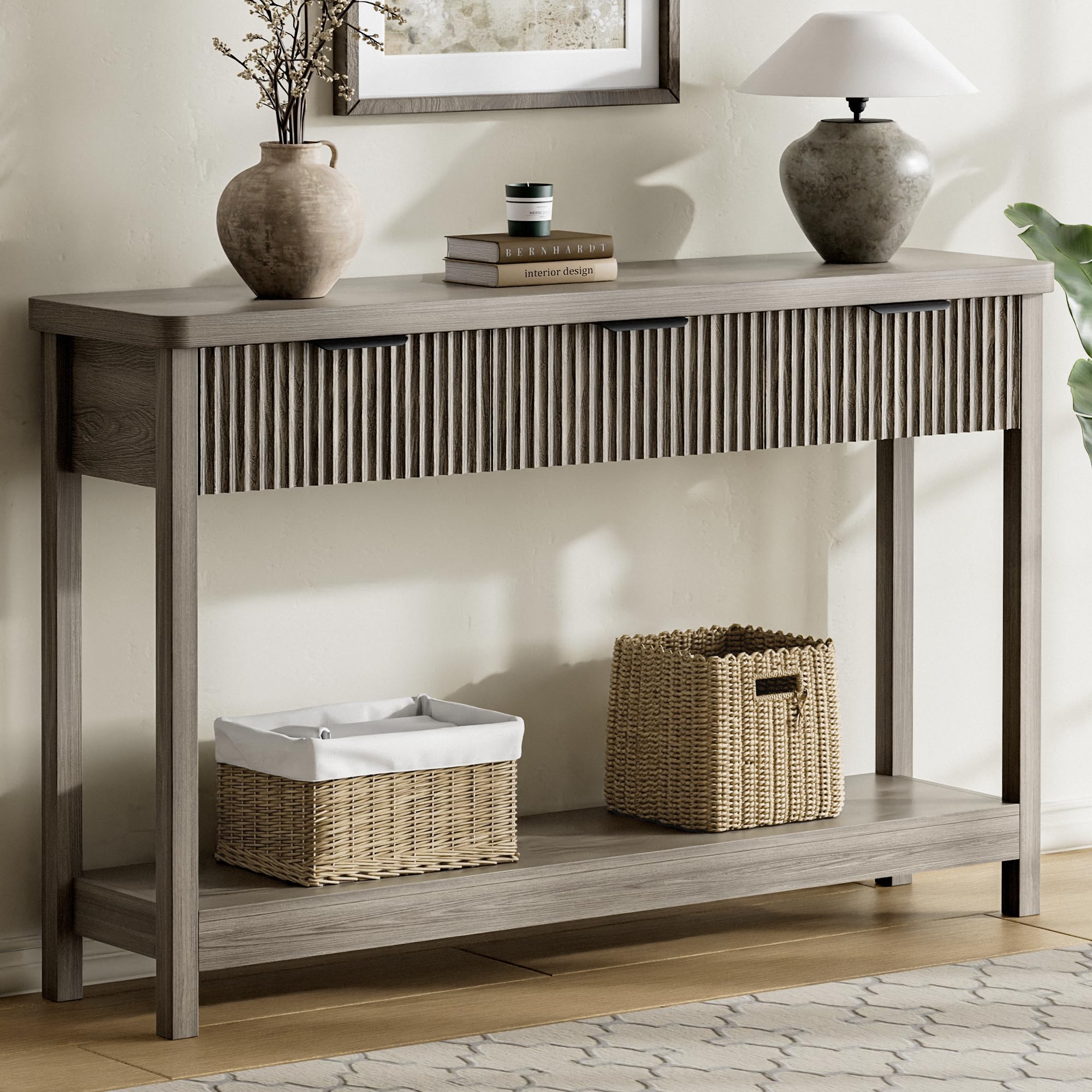 51" Fluted Console Table with 3 Drawers