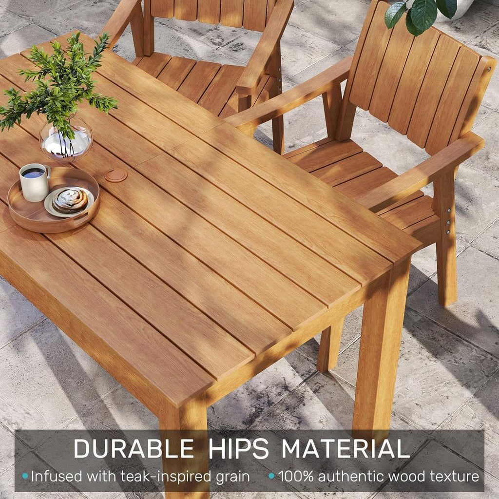 ZHUSI Patio Table and Chairs Set, Outdoor Table and Chairs,HIPS Outdoor Dining Set with Umbrella Hole for Backyard, Poolside