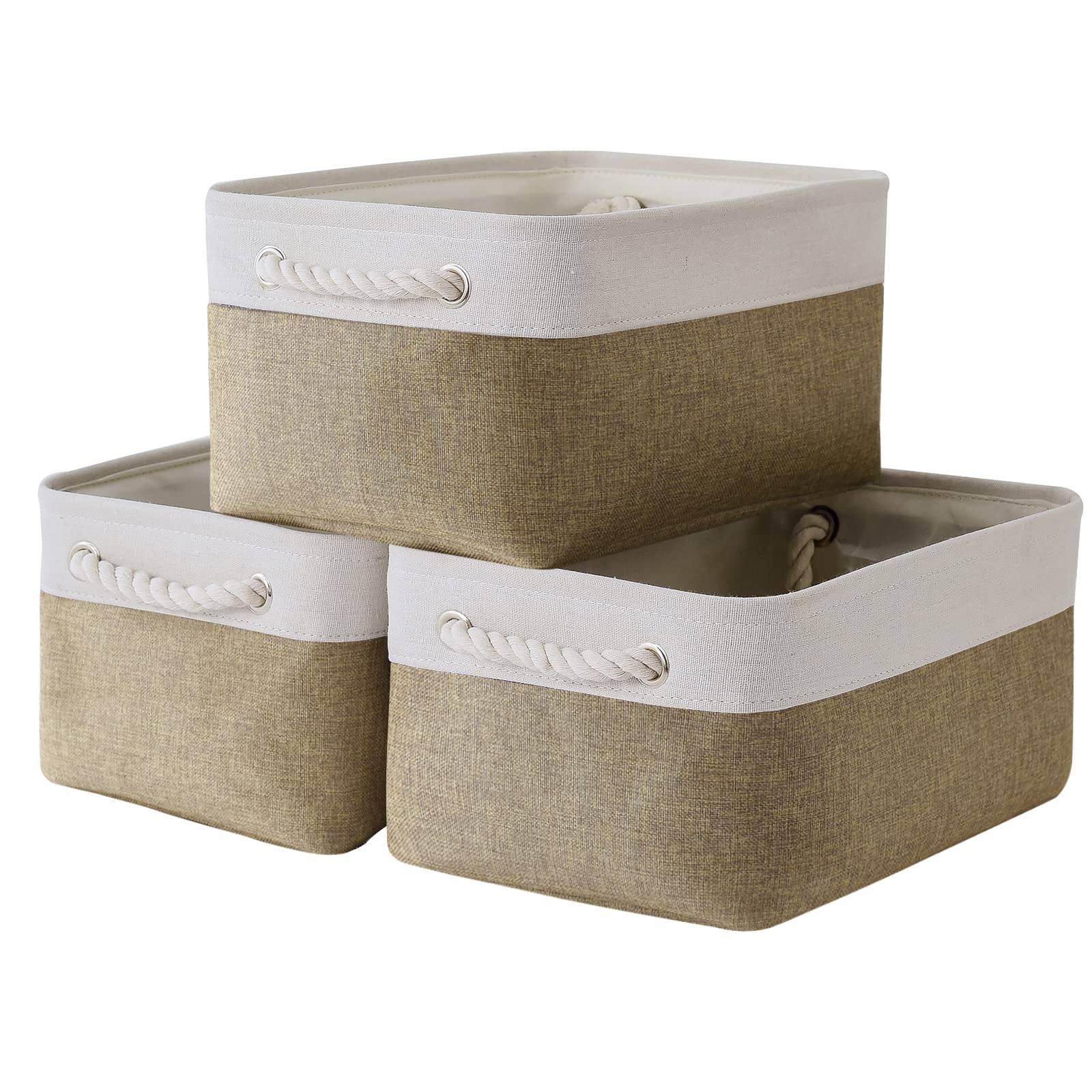 TheWarmHome Fabric Storage Bins Baskets for Organizing, Large Sturdy Storage Basket W/Handles, Decorative Foldable Storage Baskets for Shelves Closet Nursery Toy (X Large - 3 Pack 17.7L×13.8W×9.8H)
