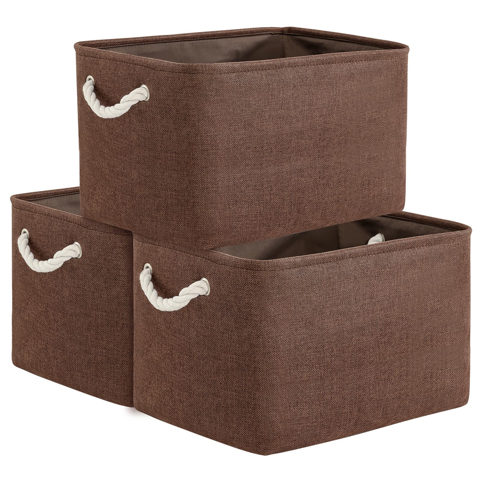 TheWarmHome Fabric Storage Bins Baskets for Organizing, Large Sturdy Storage Basket W/Handles, Decorative Foldable Storage Baskets for Shelves Closet Nursery Toy (X Large - 3 Pack 17.7L×13.8W×9.8H)