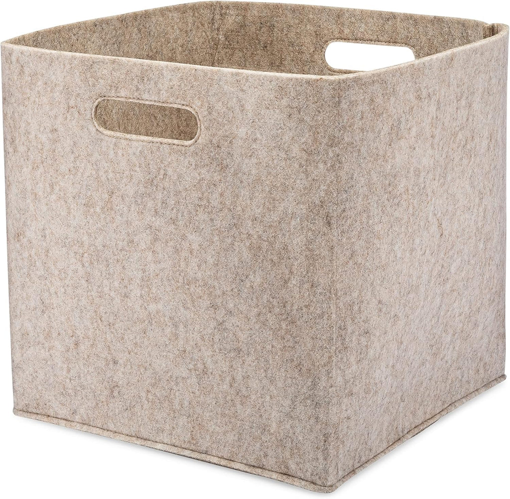 Parker Baby Felt Foldable Storage Cube - 13 Inch Nursery Cubby Bin for Cube Organizer, Closet Organizers and Storage Toy Bin, Rope Baskets Bins for Toy’s Storage - Oatmeal