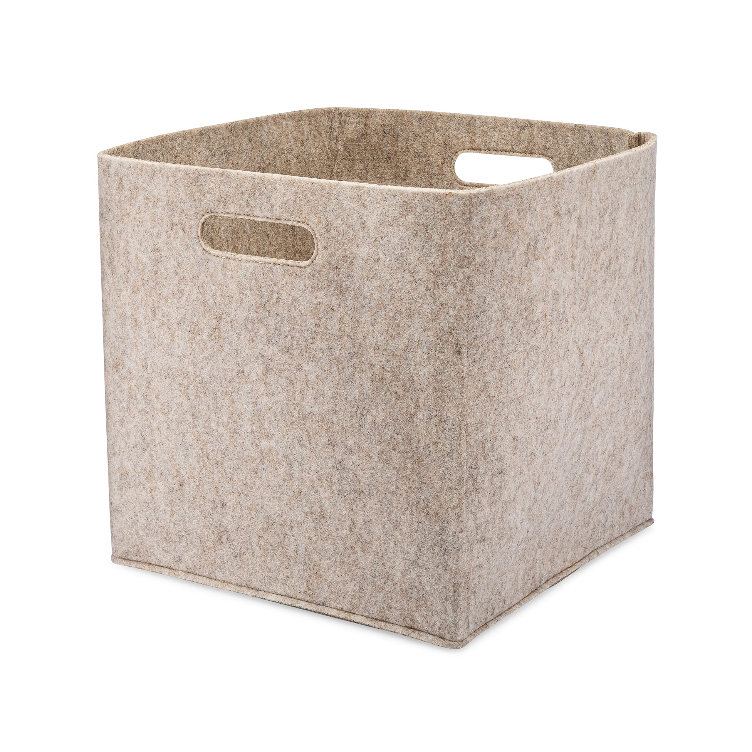 Parker Baby Felt Foldable Storage Cube - 13 Inch Nursery Cubby Bin for Cube Organizer, Closet Organizers and Storage Toy Bin, Rope Baskets Bins for Toy’s Storage - Oatmeal