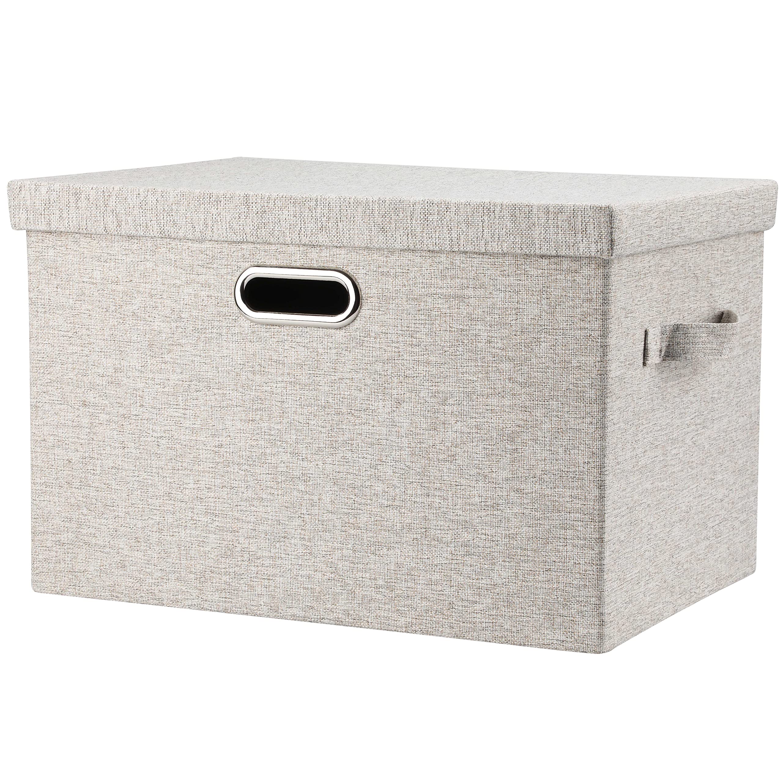 Graciadeco Large 17" 36 Quart Collapsible Stackable Storage Bins with Lids, 3 Packs Dark Gray Foldable Fabric Closet Storage Boxes with Lids, Heavy-duty Linen Cube Baskets(17x12x11)