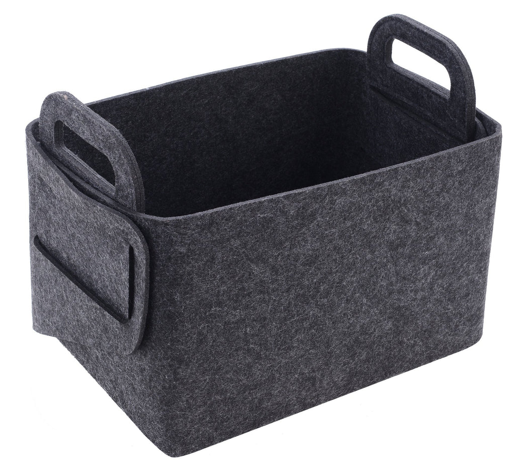 Storage Basket Felt Storage Bin Collapsible& Convenient Box Organizer with Carry Handles for Office Bedroom Closet Babies Nursery Toys Laundry (Light grey, 17.9inch（L）×12.2inch（W）×11.6inch（H）)