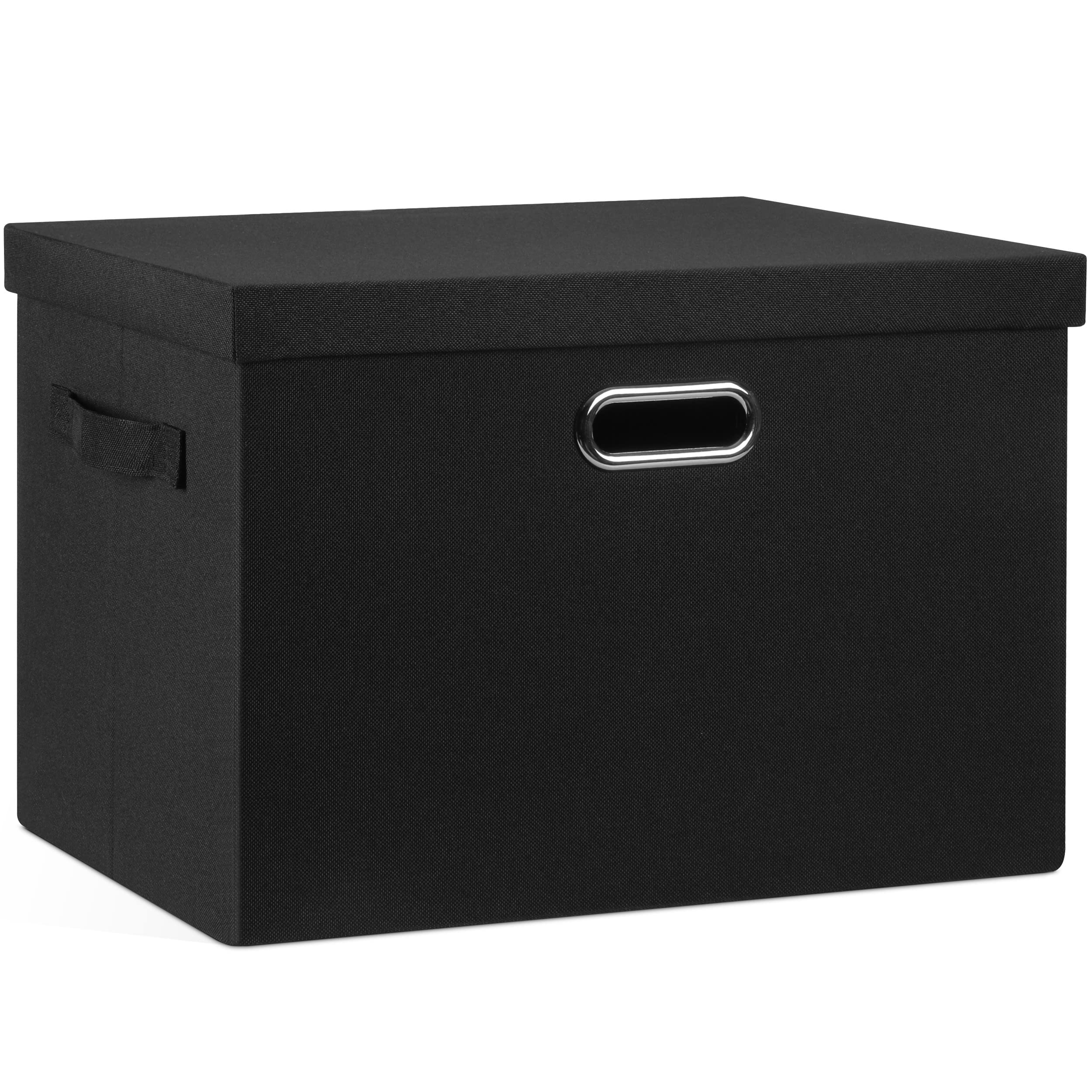 Graciadeco Large 17" 36 Quart Collapsible Stackable Storage Bins with Lids, 3 Packs Dark Gray Foldable Fabric Closet Storage Boxes with Lids, Heavy-duty Linen Cube Baskets(17x12x11)